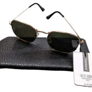 TOPMAN Sunglasses Gold Retro & Case (A243)