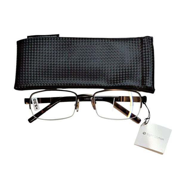 Sight Station Mens Half Rimless - CARSON Bronze Tort +1.50 / +2.00 / +3.50 (F21)