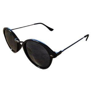 F&F Gloss Black Round Unisex Sunglasses ()